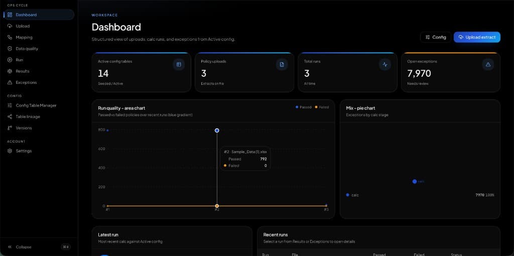 Axiom dashboard, upload, and policy preview